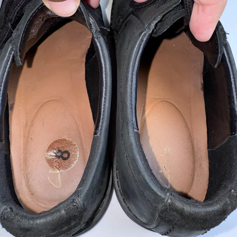 Clarks Mens Black Leather Derby Lace Up Oxford Dress Shoes Size 8 M Matte